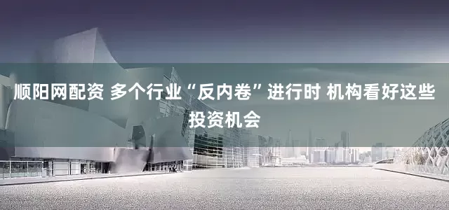 顺阳网配资 多个行业“反内卷”进行时 机构看好这些投资机会